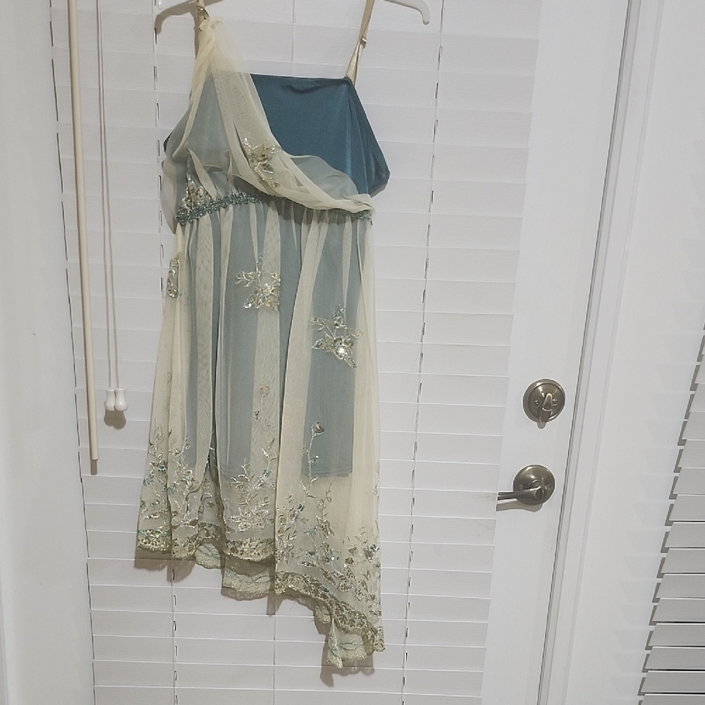 Elegant Blue and Cream Child Dance Costume